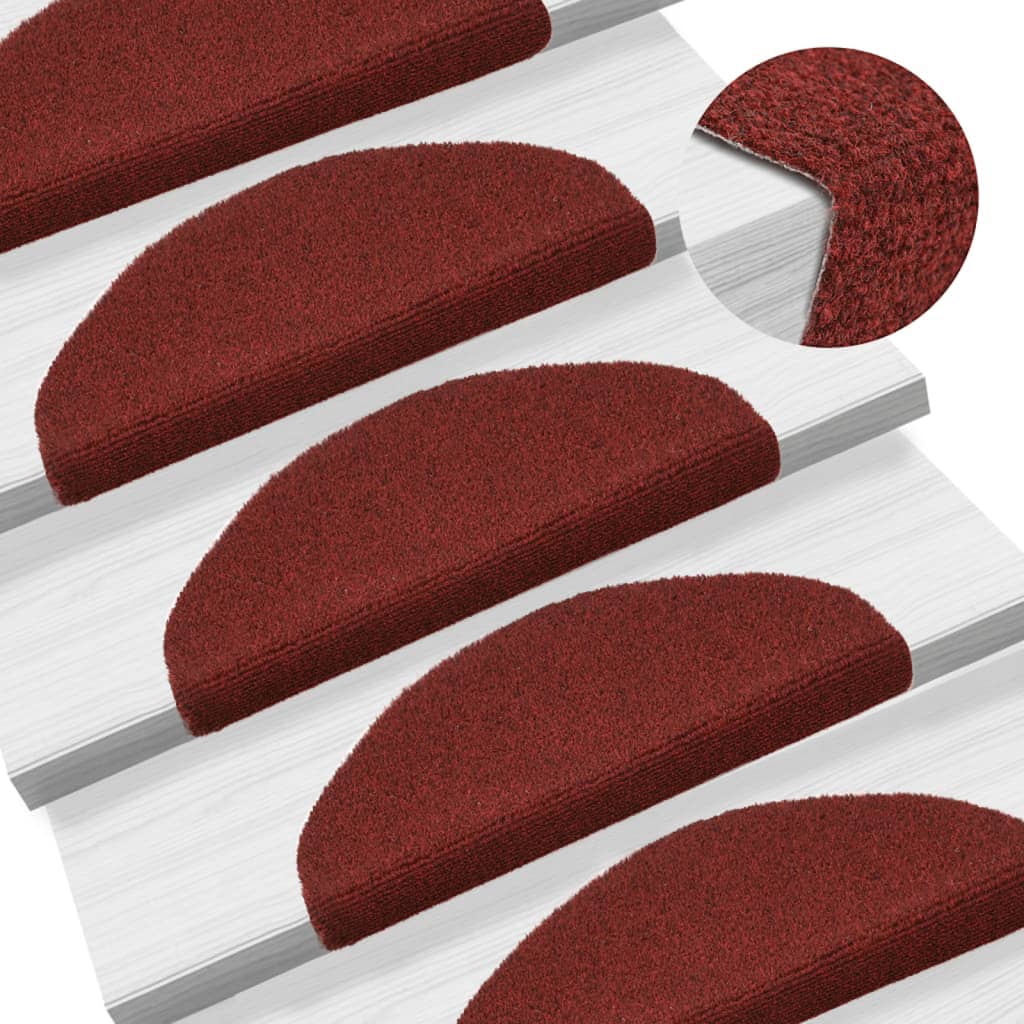 vidaXL 15 pcs Self-adhesive Stair Mats Needle Punch 65x21x4 cm Red