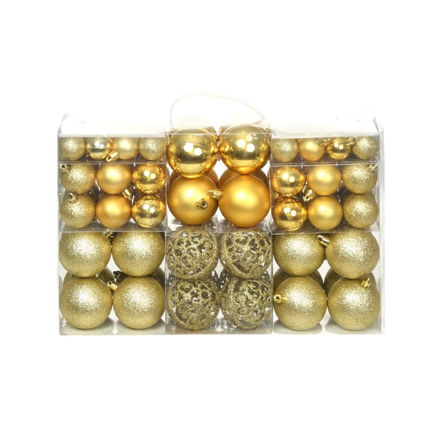 vidaXL 100 Piece Christmas Ball Set 3/4/6 cm Gold