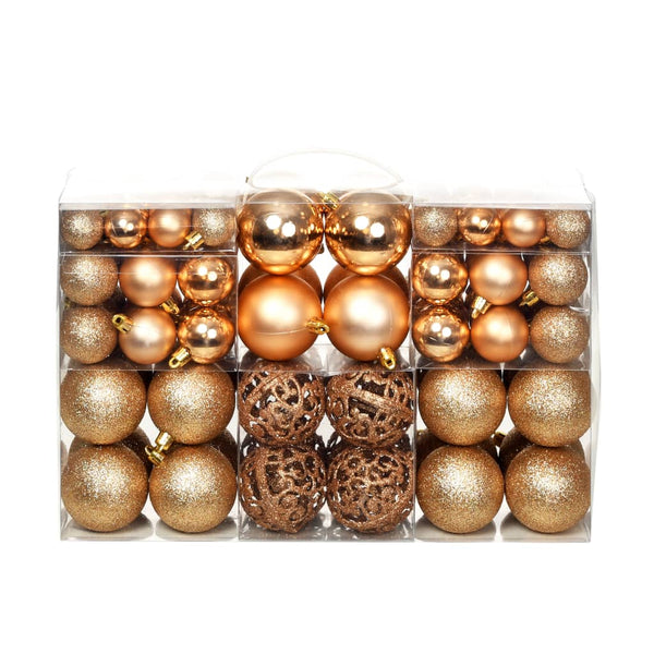 vidaXL 100 Piece Christmas Ball Set 3/4/6 cm Rose/Gold