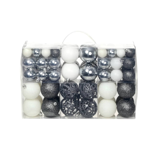 vidaXL 100 Piece Christmas Ball Set 3/4/6 cm White/Grey