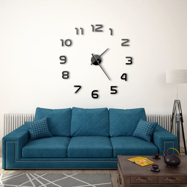 vidaXL 3D Wall Clock Modern Design 100 cm XXL Black