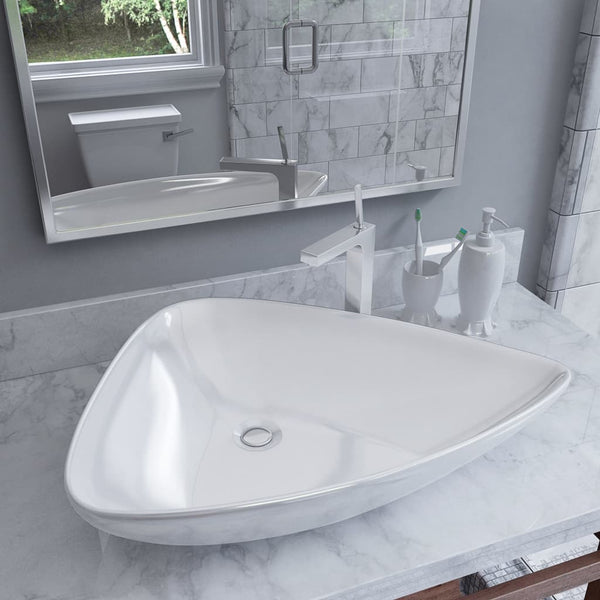 vidaXL Basin Ceramic White Triangle 645x455x115 mm