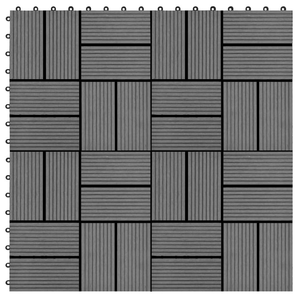 vidaXL 11 pcs Decking Tiles WPC 30x30 cm 1 sqm Grey