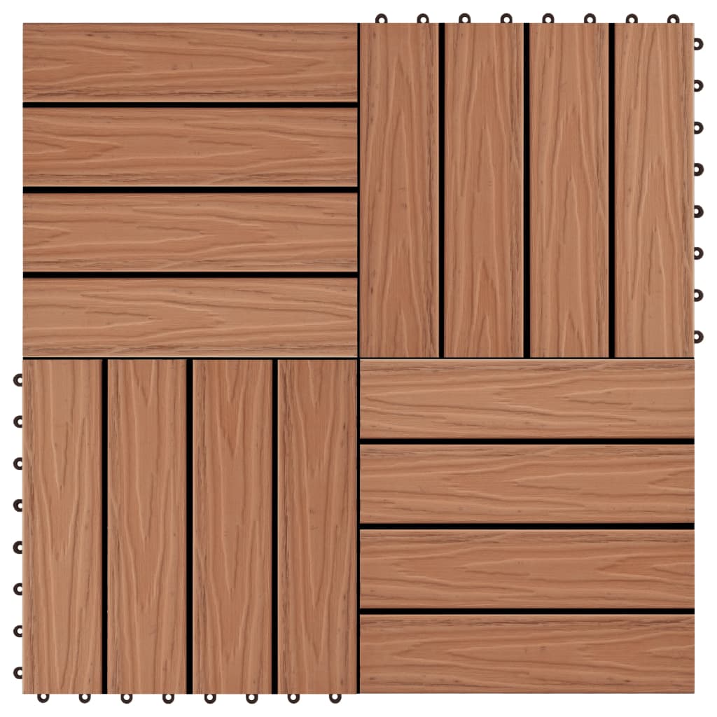 vidaXL 11 pcs Decking Tiles Deep Embossed WPC 30x30 cm 1 sqm Light Brown