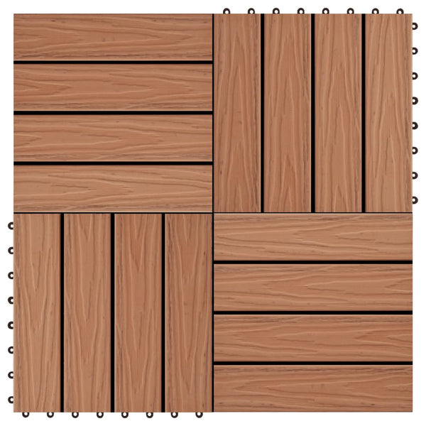 vidaXL 11 pcs Decking Tiles Deep Embossed WPC 30x30 cm 1 sqm Light Brown