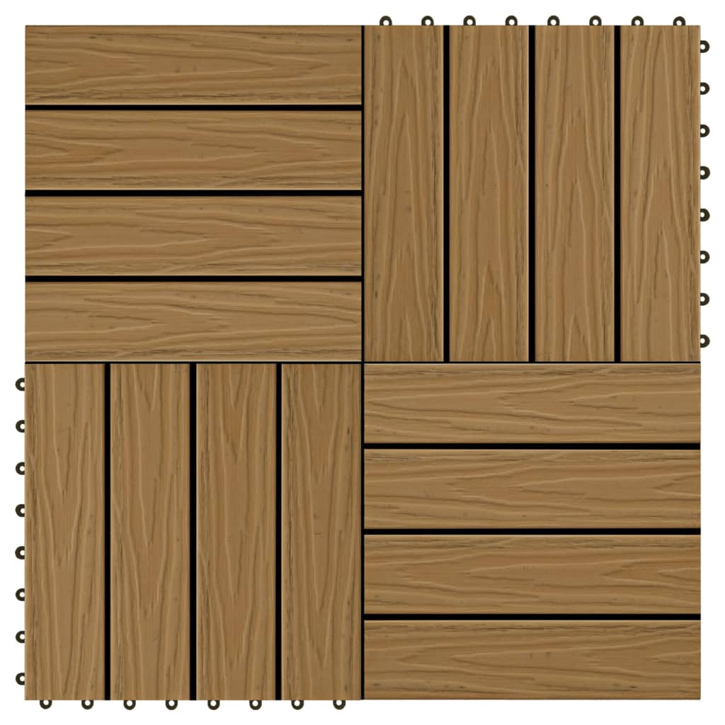 vidaXL 11 pcs Decking Tiles Deep Embossed WPC 30x30 cm 1 sqm Teak Colour