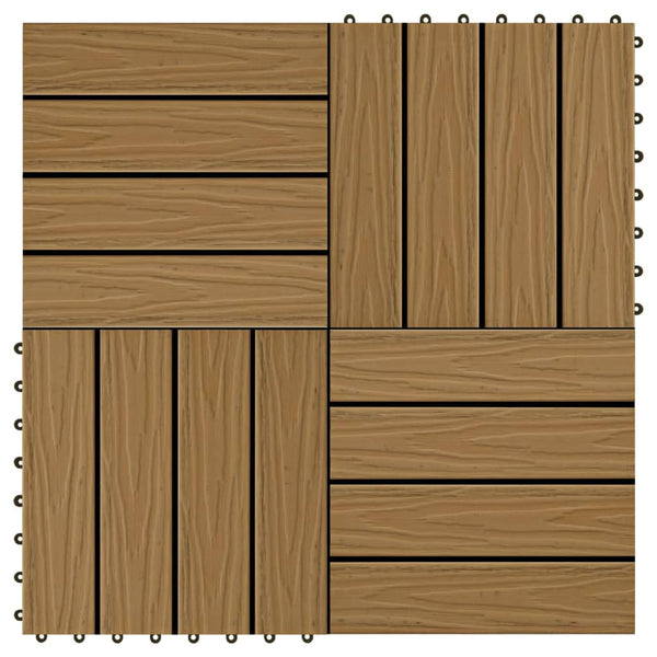 vidaXL 11 pcs Decking Tiles Deep Embossed WPC 30x30 cm 1 sqm Teak Colour