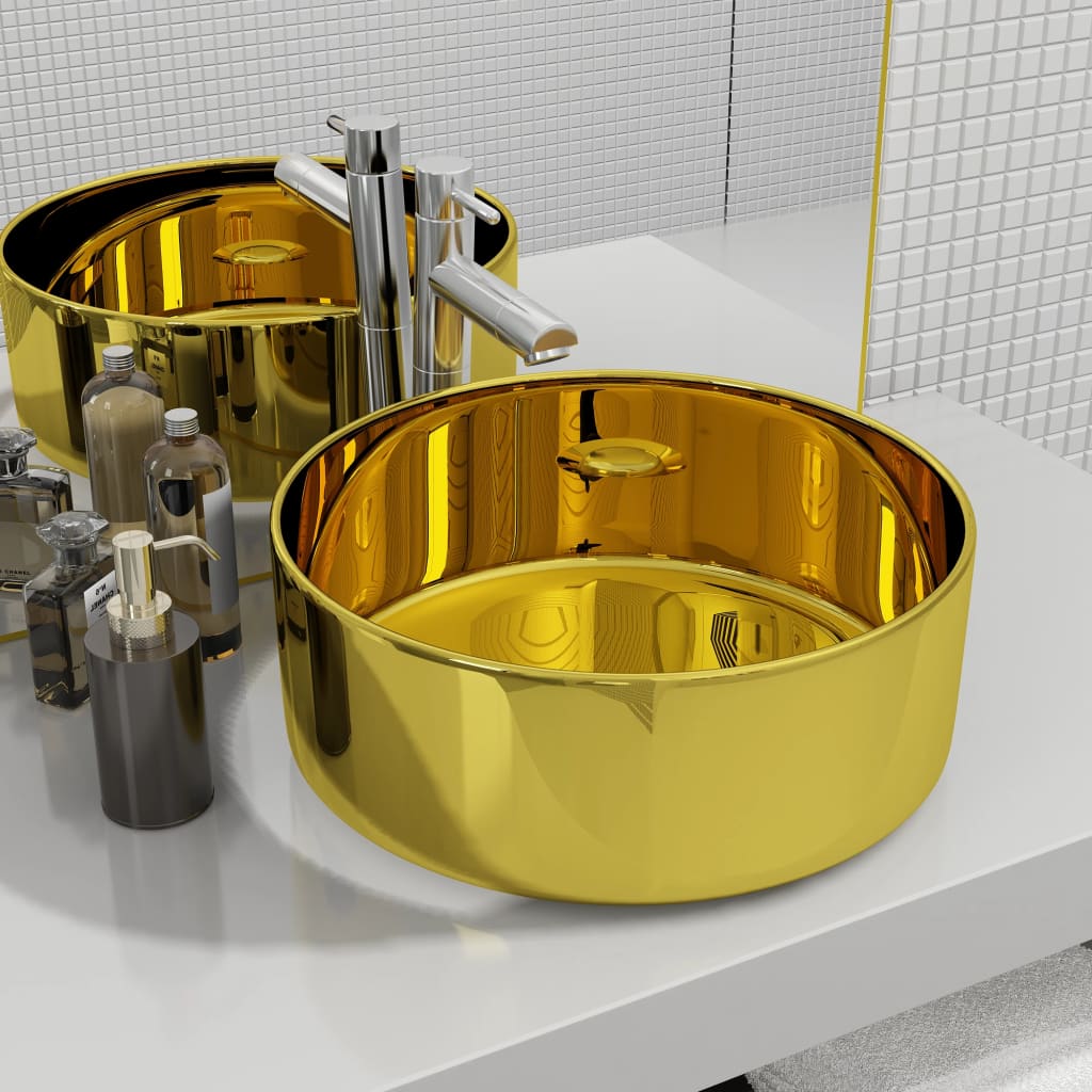 vidaXL Wash Basin 40x15 cm Ceramic Gold