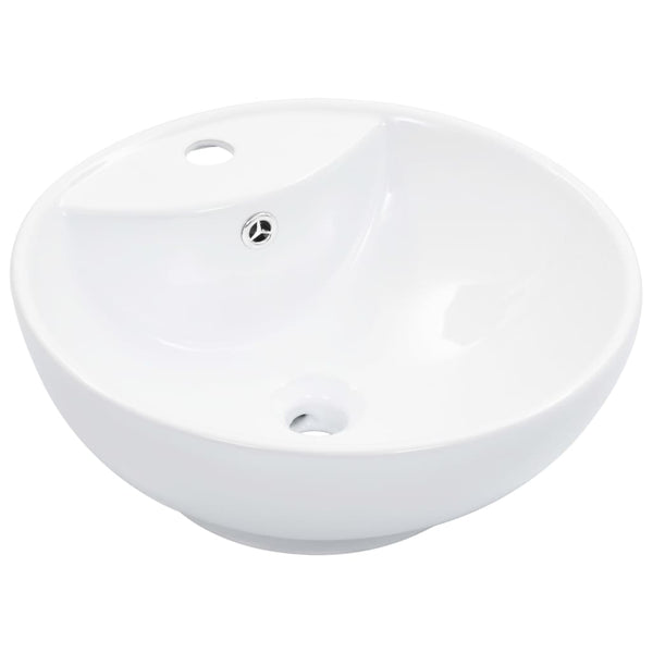 vidaXL Wash Basin with Overflow 46.5x18 cm Ceramic White