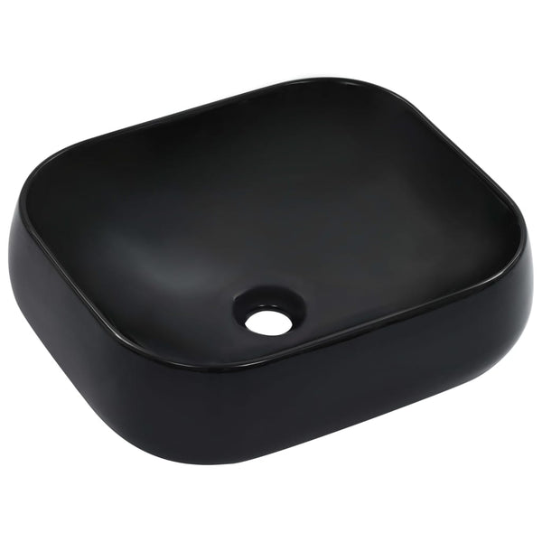 vidaXL Wash Basin 44.5x39.5x14.5 cm Ceramic Black