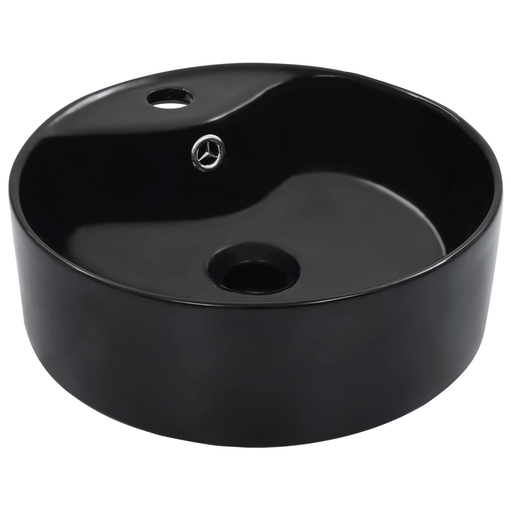 vidaXL Wash Basin with Overflow 36x13 cm Ceramic Black