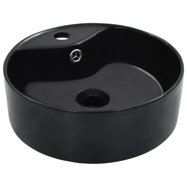 vidaXL Wash Basin with Overflow 36x13 cm Ceramic Black