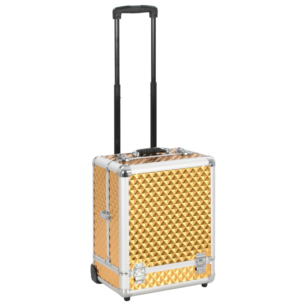 vidaXL Make-up Trolley 35x29x45 cm Gold Aluminium