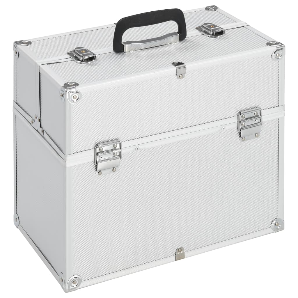 vidaXL Make-up Case 37x24x35 cm Silver Aluminium