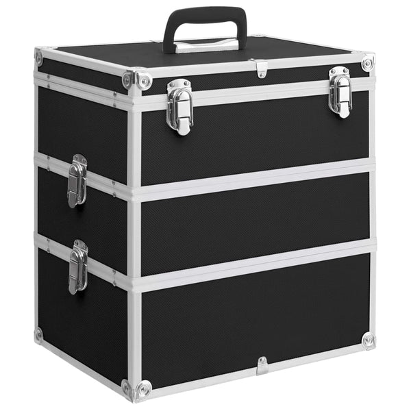 vidaXL Make-up Case 37x24x40 cm Black Aluminium