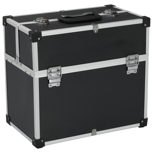 vidaXL Tool Case 38x22.5x34 cm Black Aluminum