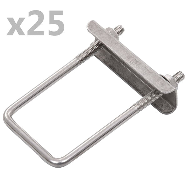 vidaXL U Connector for Fence Post 60x40 mm 25 Sets