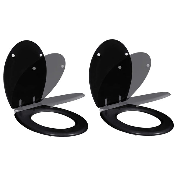 vidaXL Toilet Seats with Soft Close Lids 2 pcs MDF Black