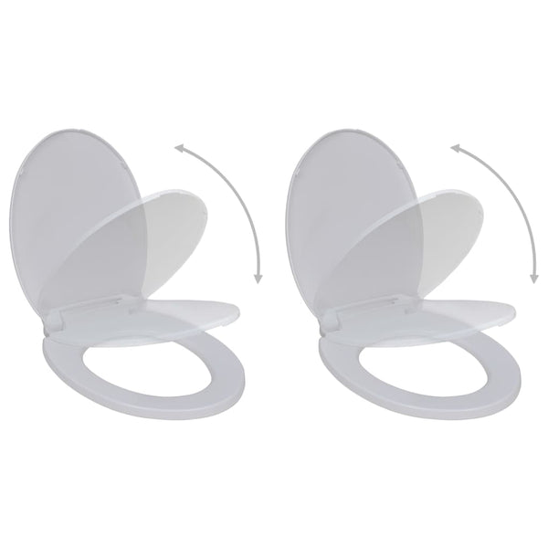 vidaXL Toilet Seats with Soft Close Lids 2 pcs Plastic White