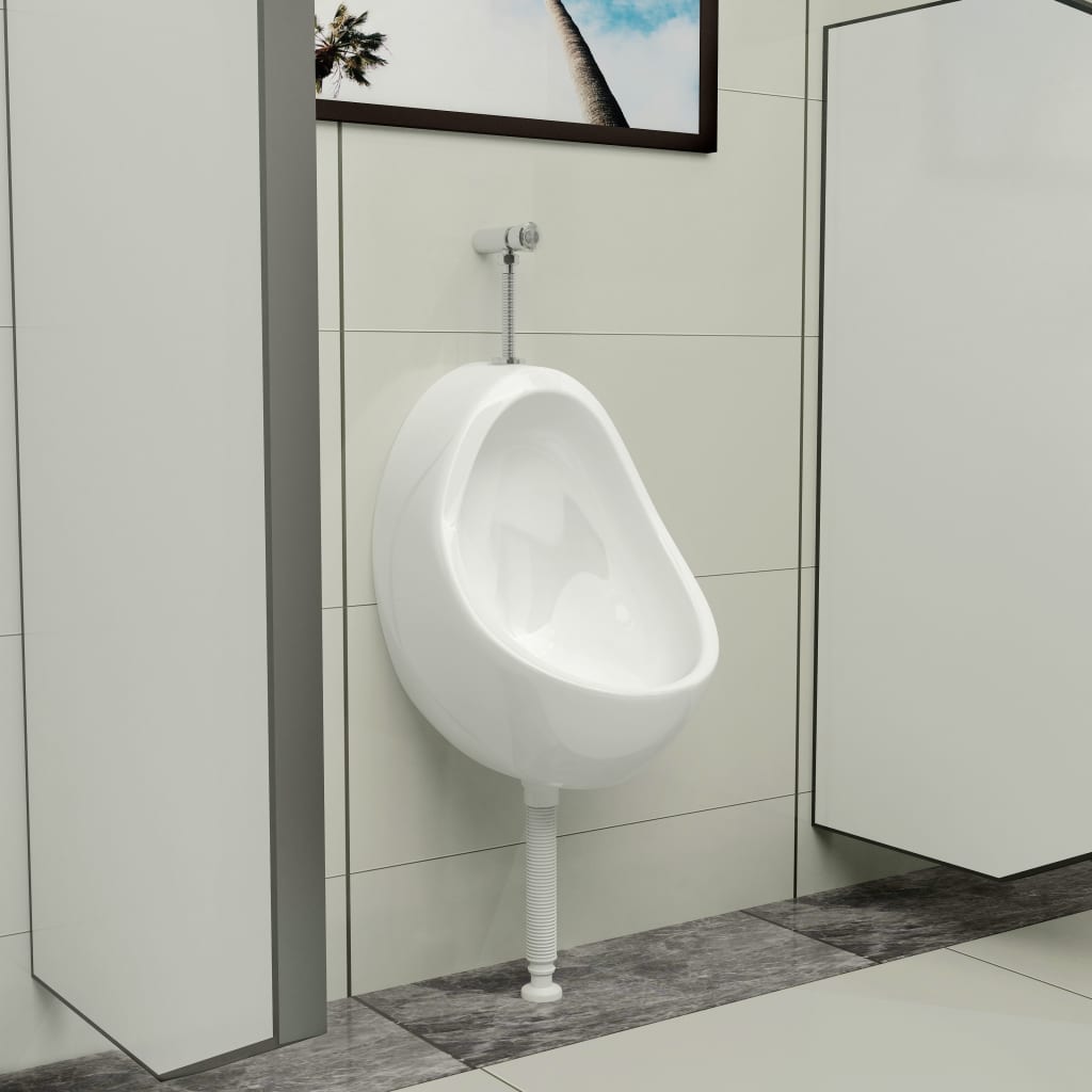 vidaXL Wall Hung Urinal with Flush Valve Ceramic White