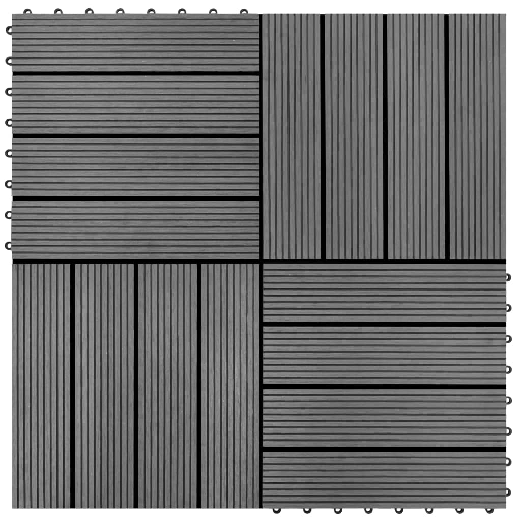 vidaXL WPC Tiles 30x30cm 11pcs 1m2 Grey