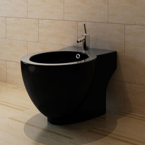 Round Bidet Stand Black High-quality Ceramic