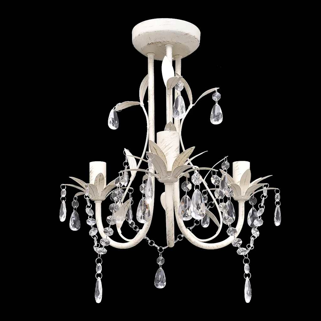 Crystal Pendant Ceiling Lamp Chandelier Elegant White