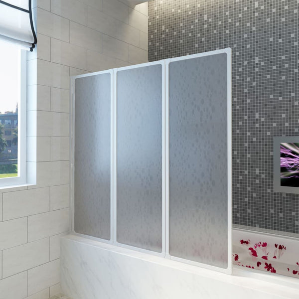 Shower Bath Screen Wall 117 x 120 cm 3 Panels Foldable