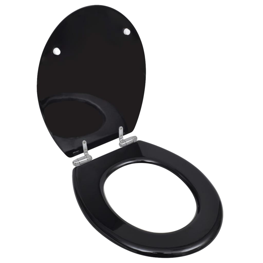 vidaXL WC Toilet Seat MDF Soft Close Lid Simple Design Black