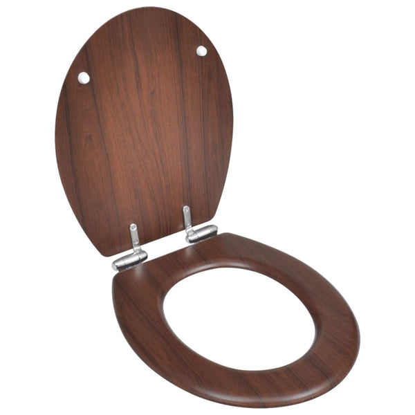 vidaXL WC Toilet Seat MDF Soft Close Lid Simple Design Brown