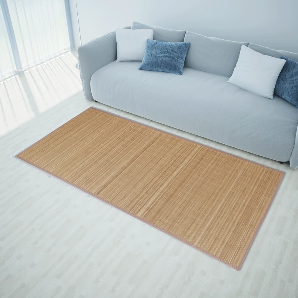 Rectangular Brown Bamboo Rug 80 x 300 cm