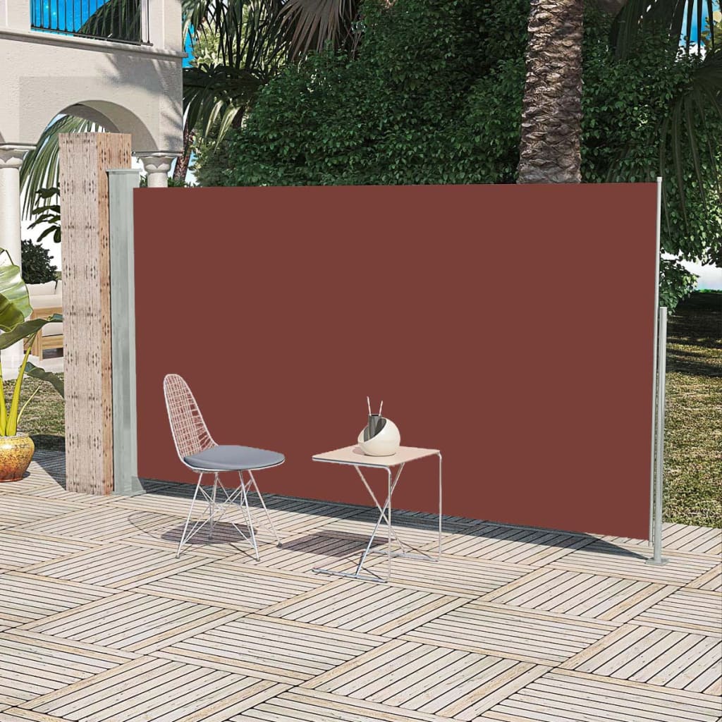 Patio Retractable Side Awning 160 x 300 cm Brown