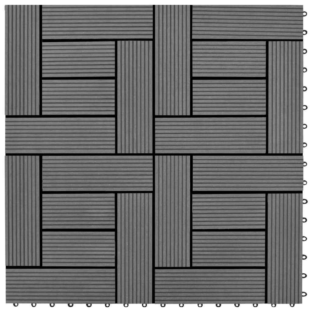 Grey 11 pcs 30 x 30 cm Decking Tiles WPC 1 sqm