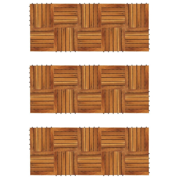 Decking Tiles Vertical Pattern 30 x 30 cm Acacia Set of 30