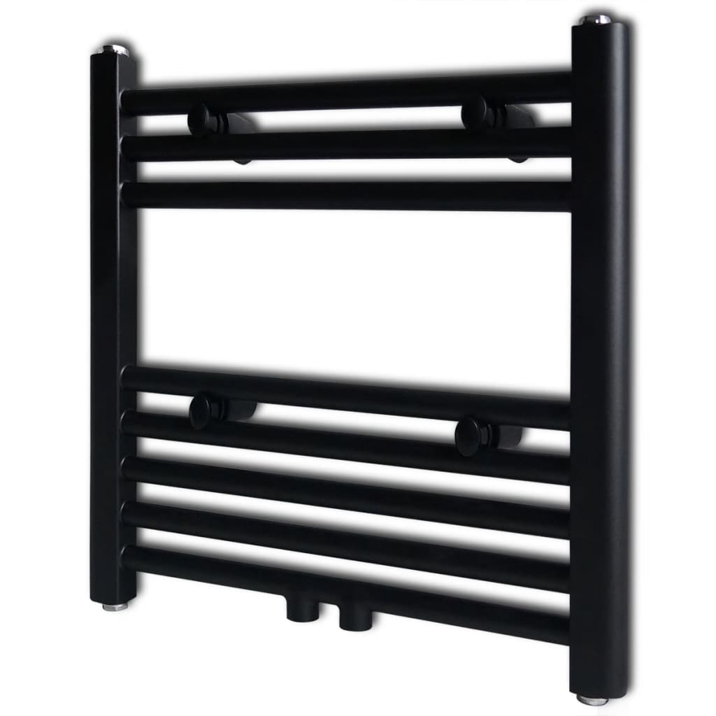 Black Bathroom Central Heating Towel Rail Radiator Straight 480x480mm