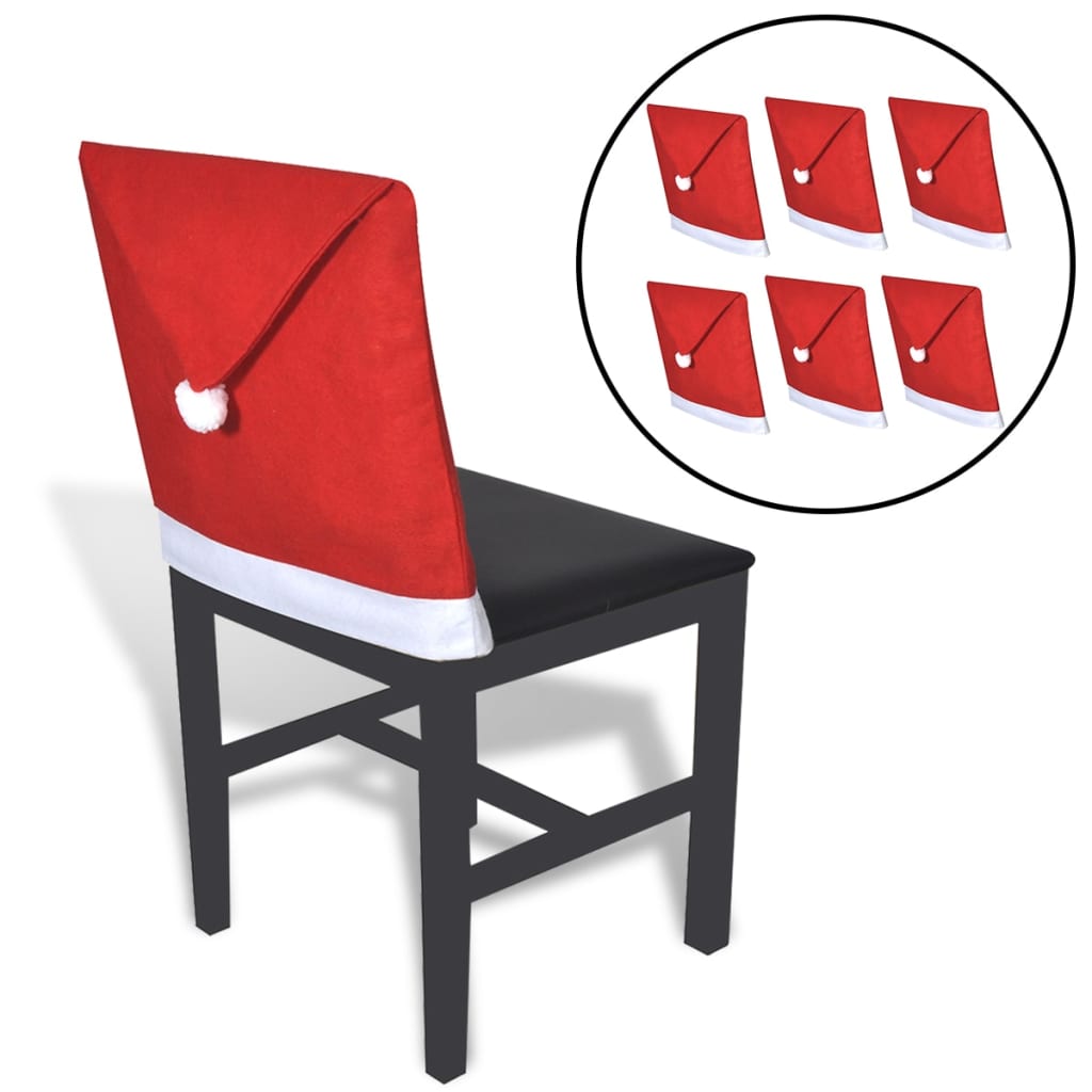 6 Santa Claus Hat Chair Back Covers