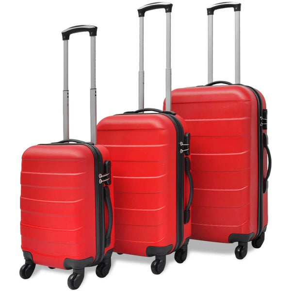 vidaXL Three Piece Hardcase Trolley Set Red 45.5/55/66 cm