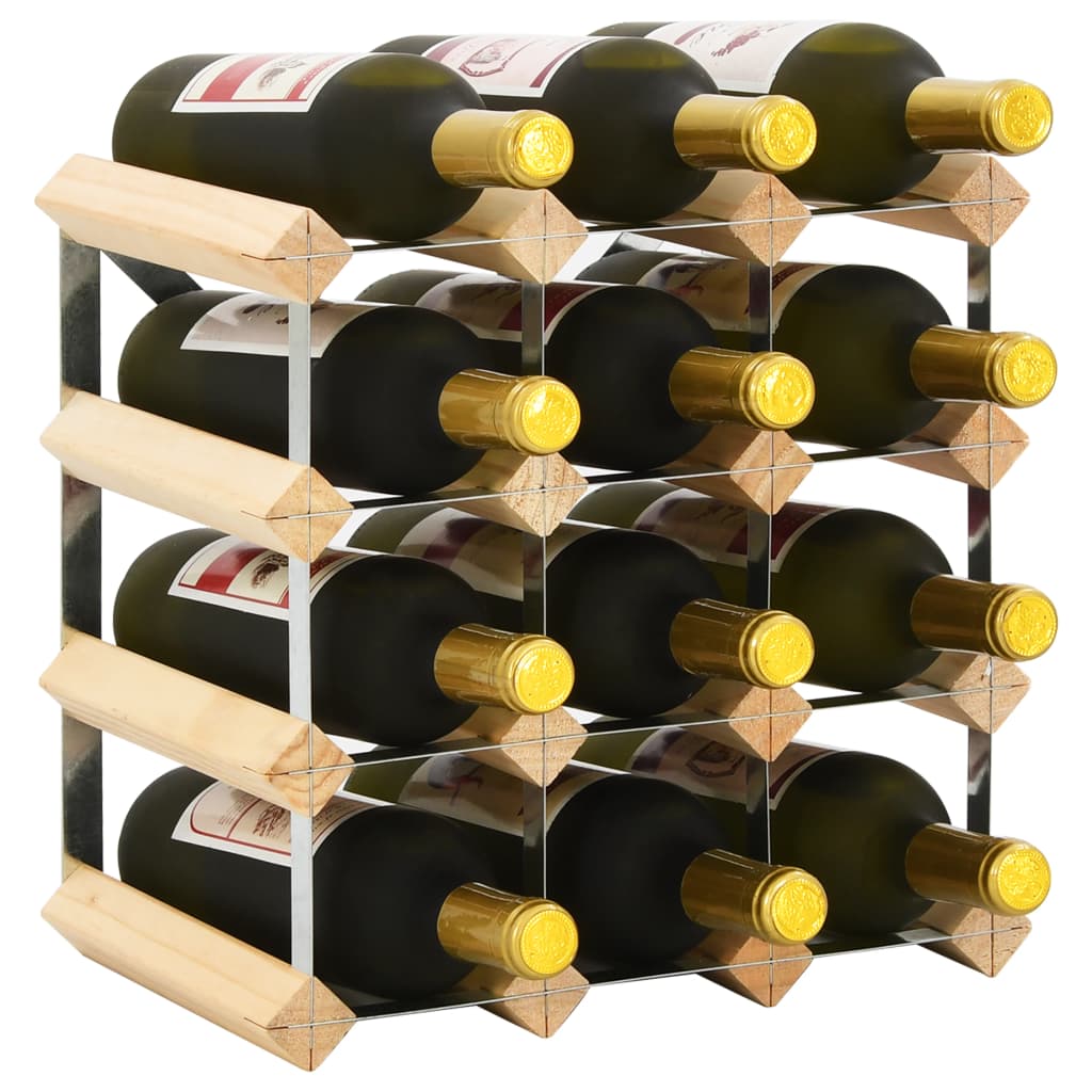 vidaXL Wine Rack for 12 Bottles Solid Pinewood