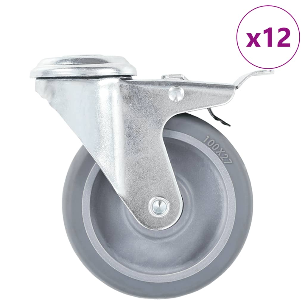 vidaXL 12 pcs Bolt Hole Swivel Casters 100 mm