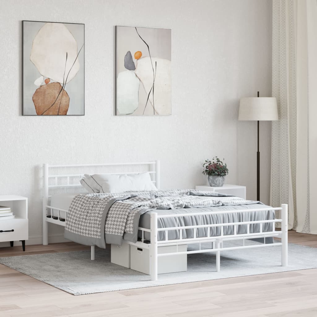 285298 vidaXL Bed Frame White Metal 140x200 cm