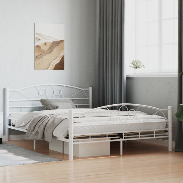 285303 vidaXL Bed Frame White Metal 140x200 cm