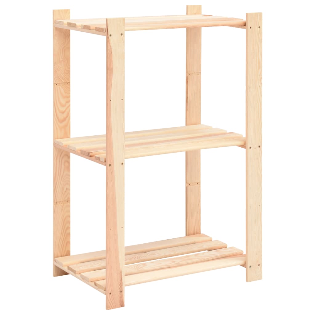 vidaXL 3-Tier Storage Rack 60x38x90 cm Solid Pinewood 150 kg