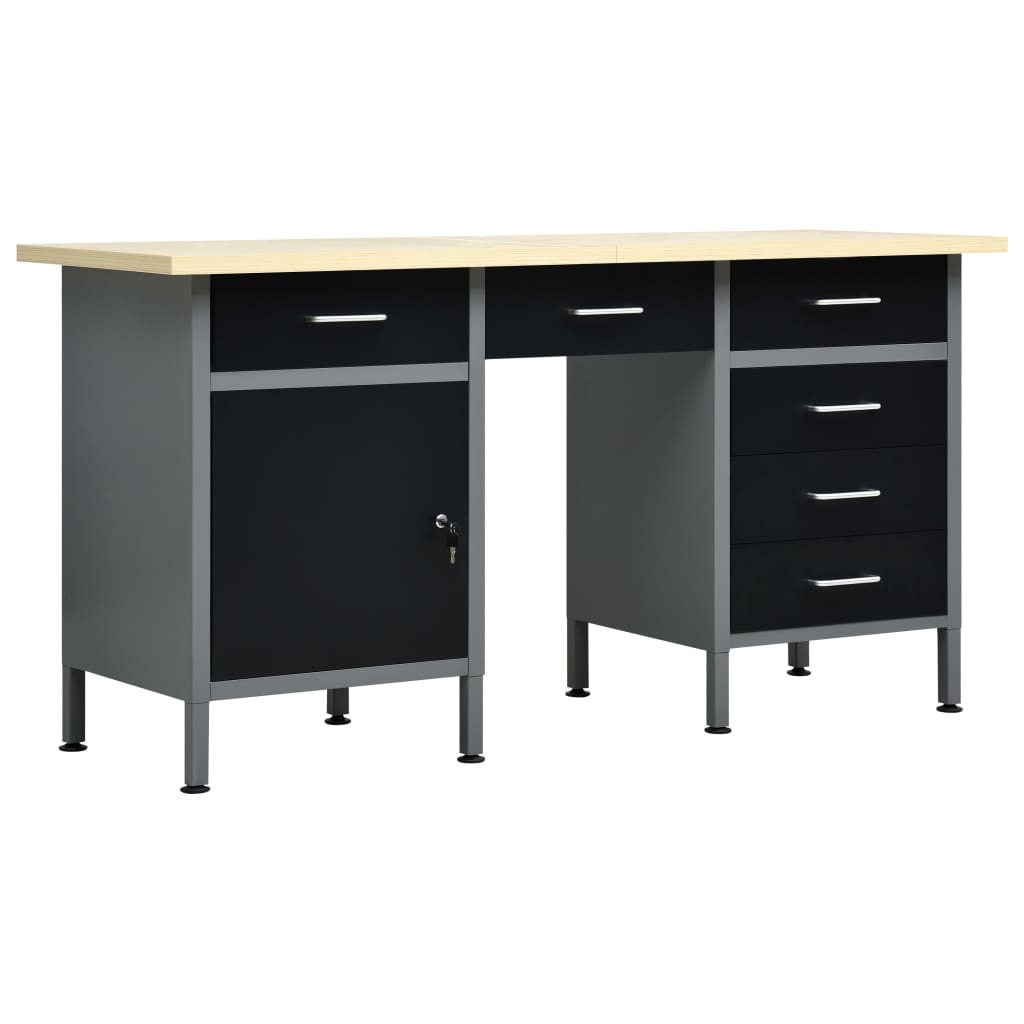 vidaXL Workbench Black 160x60x85 cm Steel