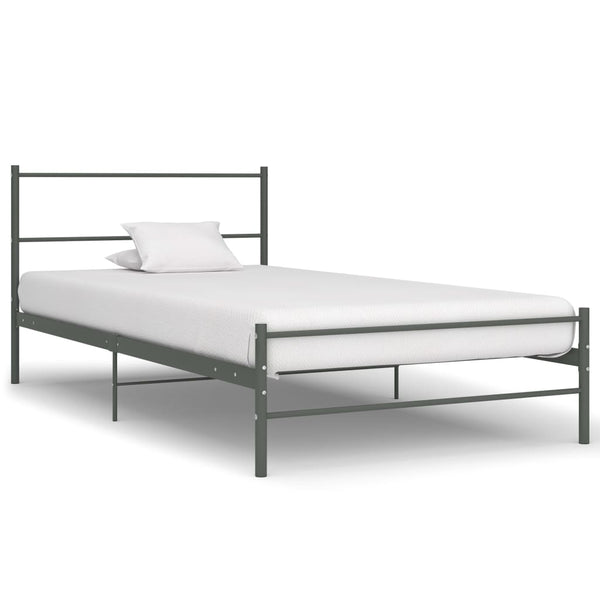 284685 vidaXL Bed Frame without Mattress Grey Metal 100x200 cm