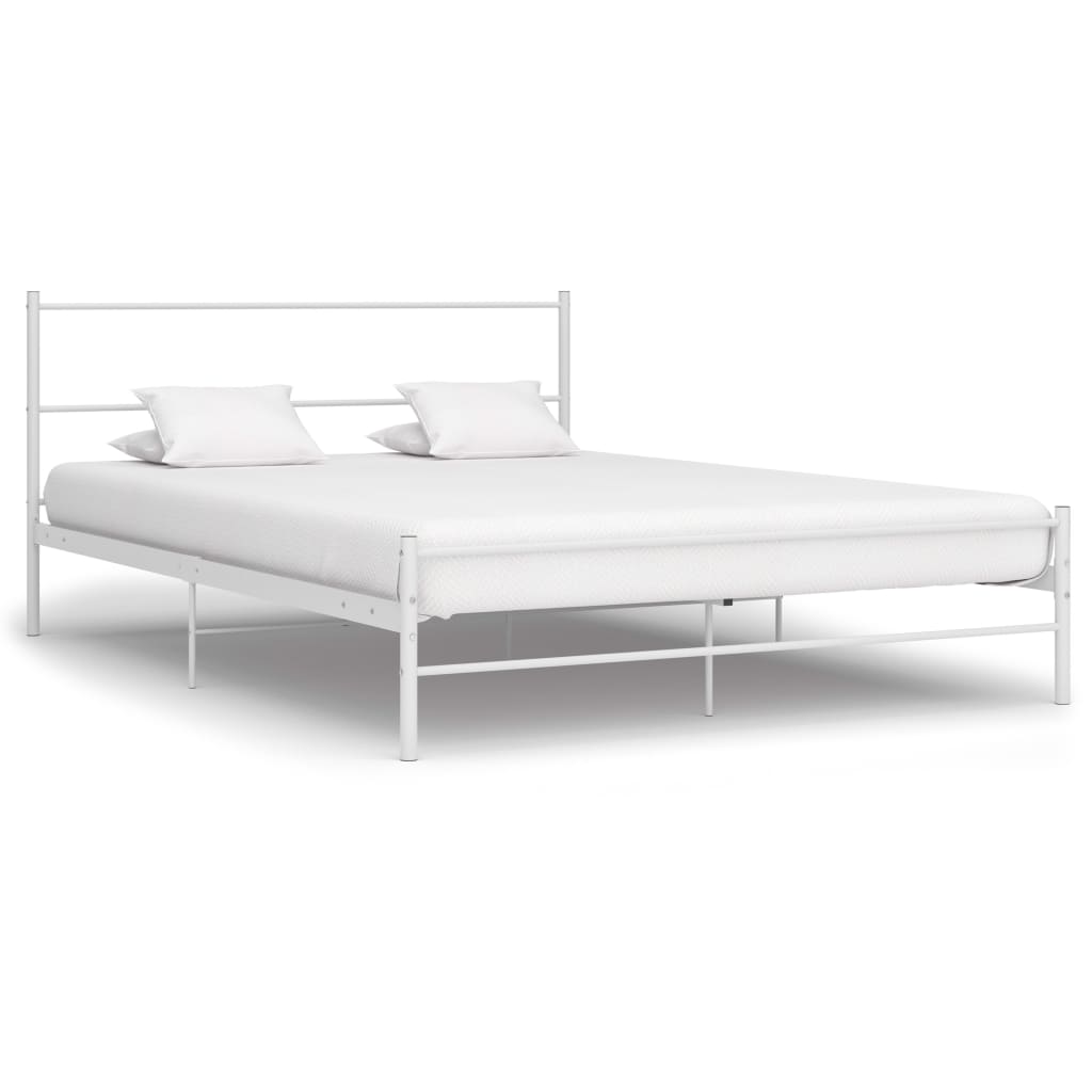 284694 vidaXL Bed Frame without Mattress White Metal 120x200 cm