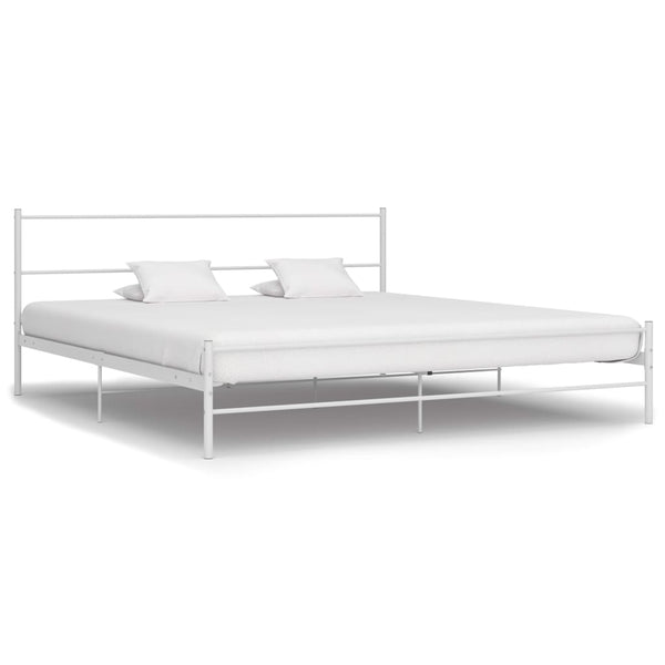 284698 vidaXL Bed Frame without Mattress White Metal 200x200 cm