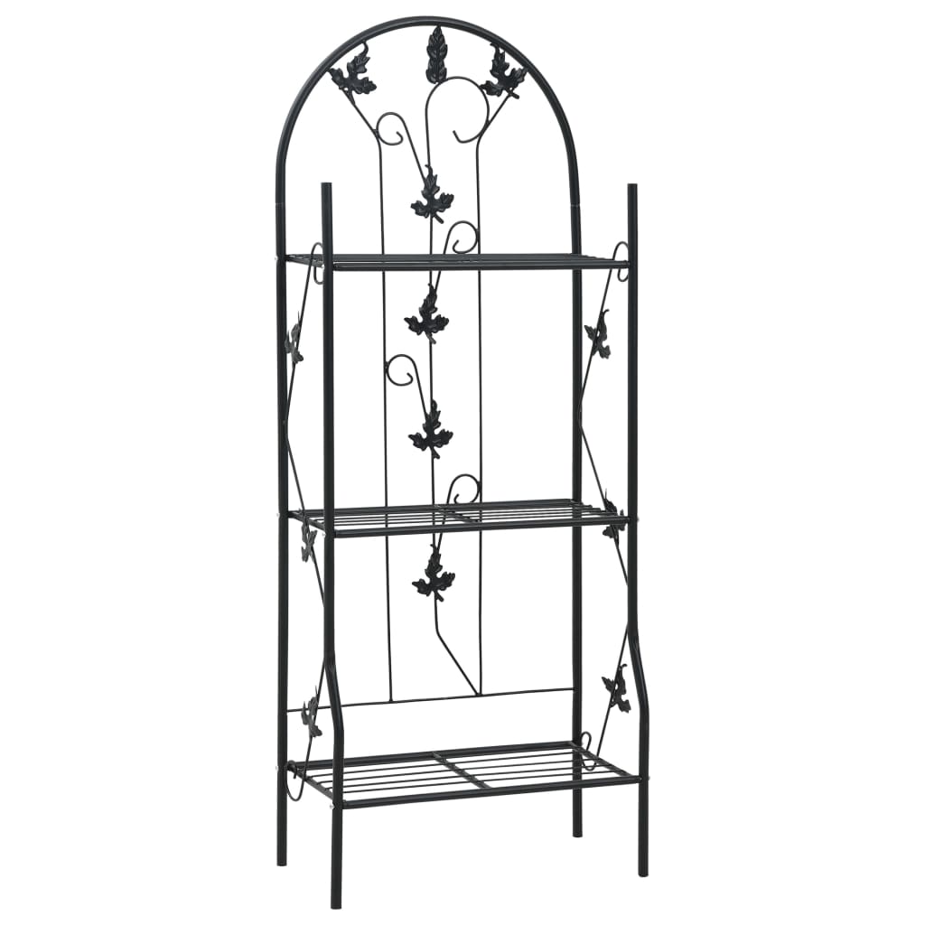 vidaXL 3-Layer Plant Rack Black 52x28x128 cm Iron