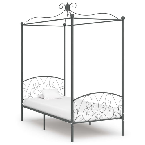 284480 vidaXL Canopy Bed Frame without Mattress Grey Metal 90x200 cm