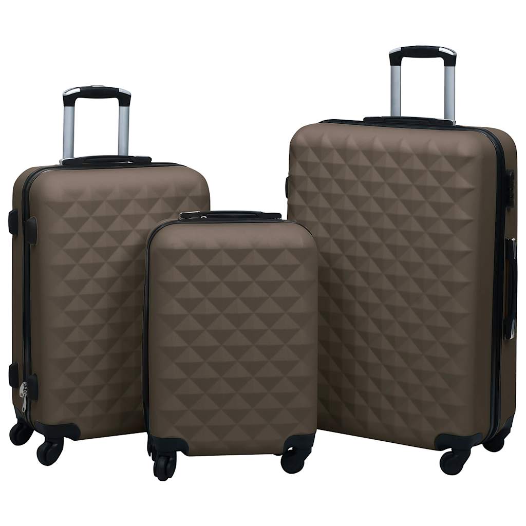 vidaXL Hardcase Trolley Set 3 pcs Brown ABS