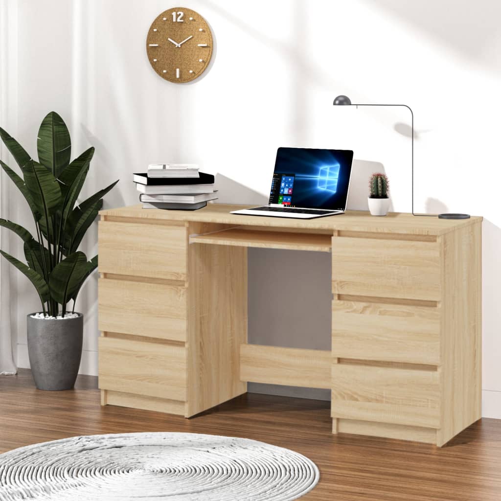 vidaXL Writing Desk Sonoma Oak 140x50x77 cm Engineered Wood